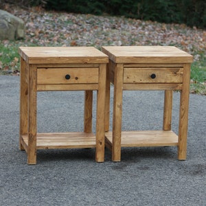Set of 2 Rustic Farmhouse-Style Bedside Cabinet W/Drawer & Shelf for your bedroom Or for a great gift / Set or Single