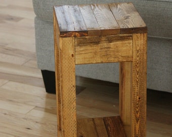 10X10X22 Inch Side Table/ Small Coffee Table / SMALL Reclaimed Wood Rustic Farmhouse-Style End Table