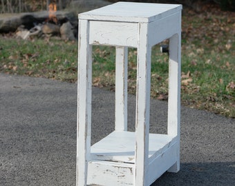 Rustic Vintage-design White End Table <Single> <Set of 2>