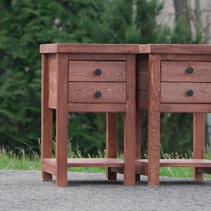 Slim Rustic Nightstand With 2 Drawers & Shelf &lt;Set of 2&gt; &lt;Single&gt;
