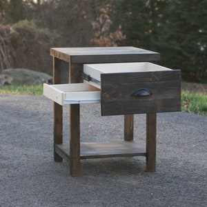 Set of 2 / Single Farmhouse Rustic Nightstands With Concealed Compartment. Bedside Table With Secret Storage