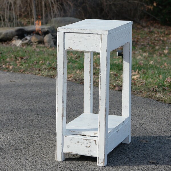 Rustic Vintage-design White End Table <Single> <Set of 2>