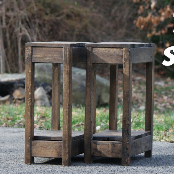 Reclaimed Wood Style Rustic Farmhouse Sofa End Table