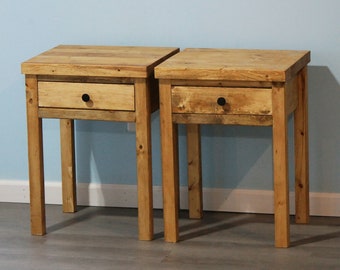 Rustic Nightstand with Drawer: Farmhouse Bedside Table