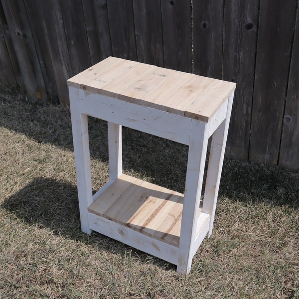 Distressed Metal End Table Etsy