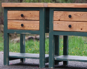 Rustic Painted Nightstand With Drawer & Shelf