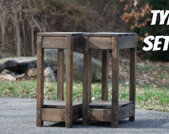 Reclaimed Wood Style Rustic Farmhouse Sofa End Table