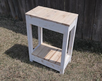 Sturdy & Rustic Farmhouse End Table / Heavily Distressed Sofa Table / Country-Style Small Coffee Table