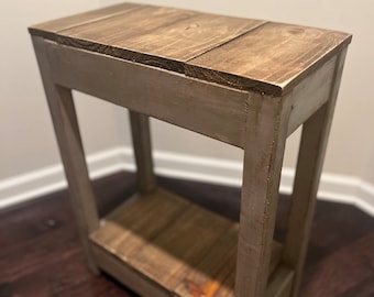 Gray Distressed Extra-rustic look Farmhouse End Table / Extra-vintage looking Sofa Table / Country-Style Small Coffee Table