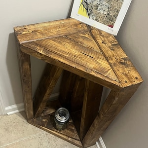 Farmhouse Corner Table. (Hammered & Distressed)