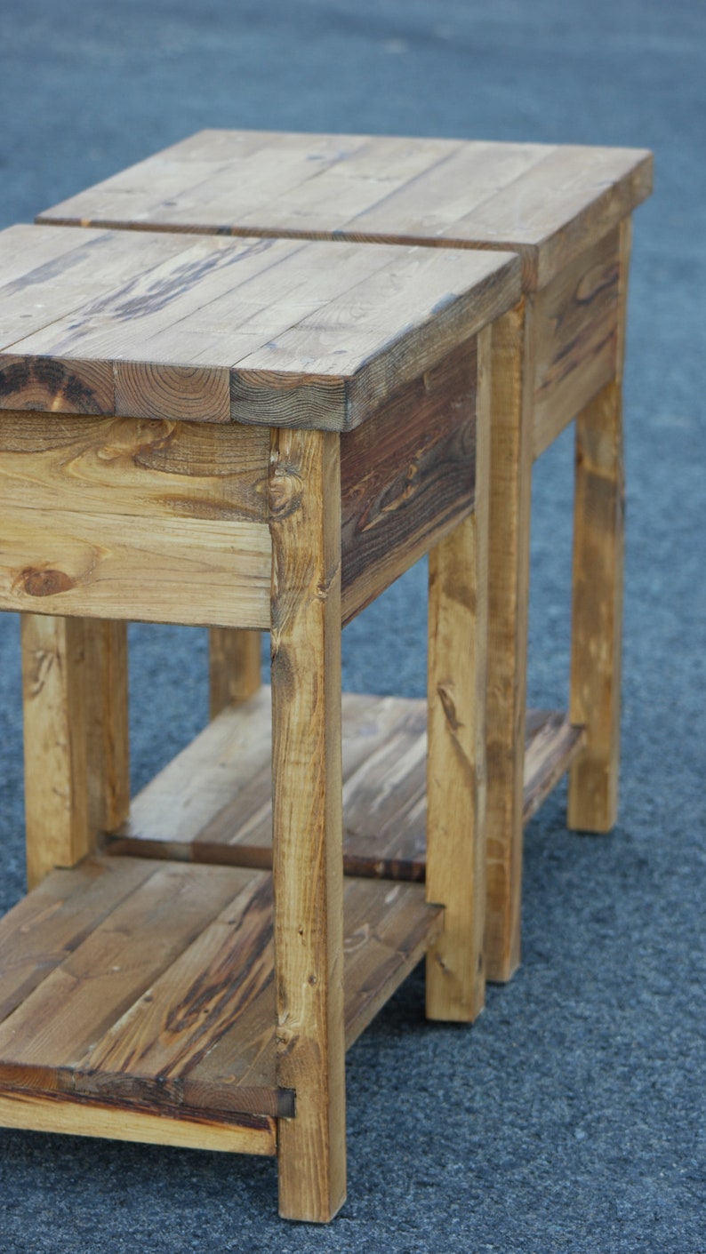 Set of 2 Rustic Farmhouse-Style Bedside Cabinet W/Drawer & Shelf for your bedroom Or for a great gift / Set or Single image 6