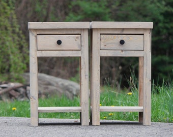 Cottage-Style Slim Nightstand With Drawer & Shelf. Solid Wood <Set of 2> <Single>