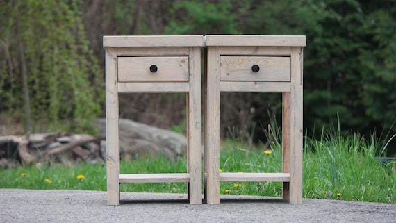 Cottage-Style Slim Nightstand With Drawer & Shelf. Solid Wood <Set of 2> <Single>