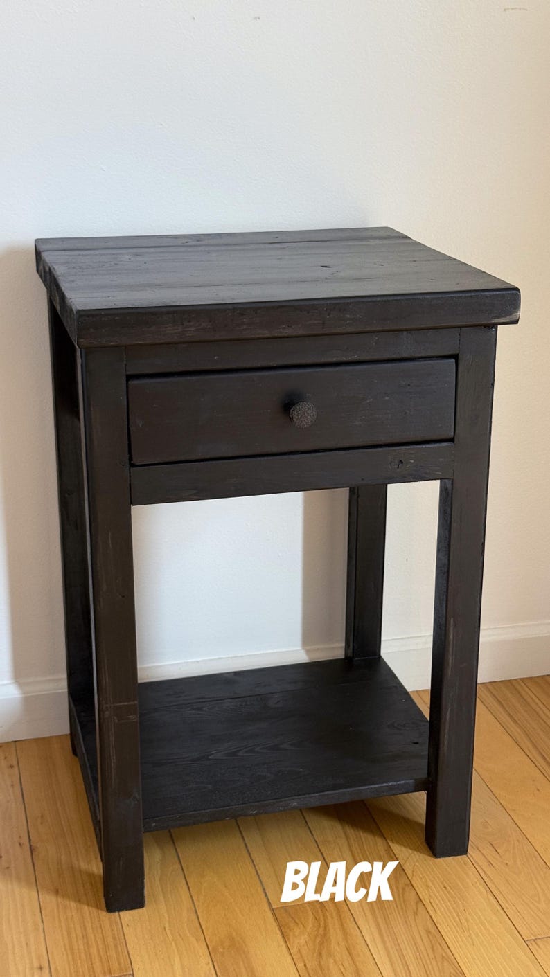 Set of 2/Single Dark Walnut Country-Style Nightstand(s) With Drawer & Shelf. Bedroom Furniture Black