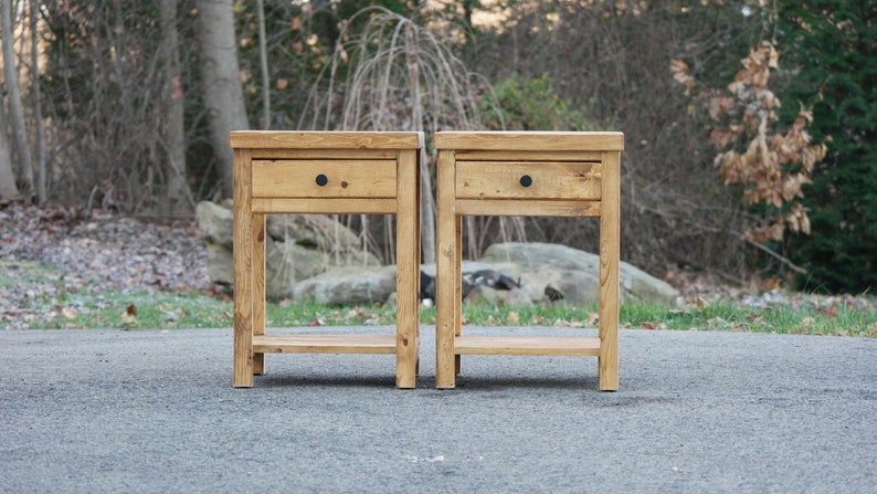 Set of 2 Rustic Farmhouse-Style Bedside Cabinet W/Drawer & Shelf for your bedroom Or for a great gift / Set or Single image 2