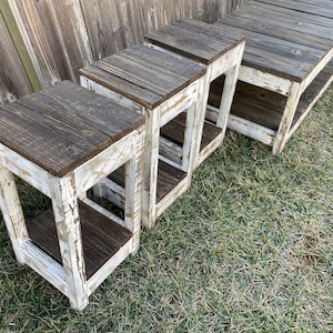 Rustic Farmhouse End Table: Reclaimed Wood Style, Solid Pine
