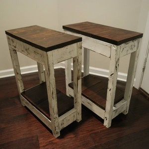 Reclaimed Wood Style Rustic Farmhouse Sofa End Table