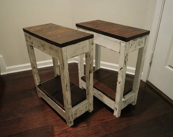 Reclaimed Wood Style Rustic Farmhouse Sofa End Table