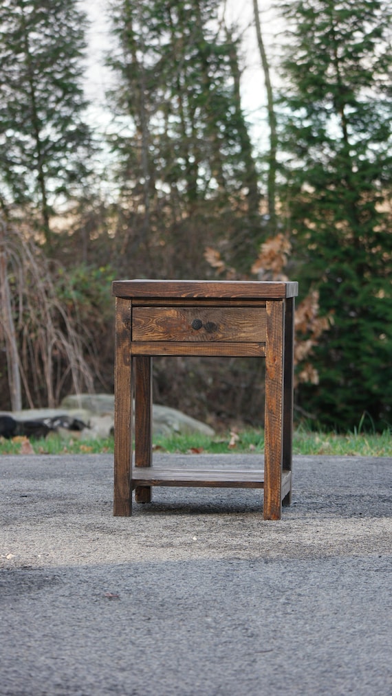 Set of 2/Single Dark Walnut Country-Style Nightstand(s) With Drawer & Shelf. Bedroom Furniture