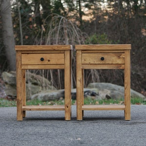 Set of 2 Rustic Farmhouse-Style Bedside Cabinet W/Drawer & Shelf for your bedroom Or for a great gift / Set or Single image 4