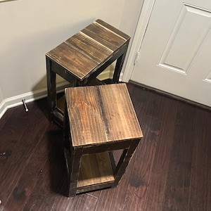 Black Reclaimed Wood End Tables: Rustic Farmhouse Set