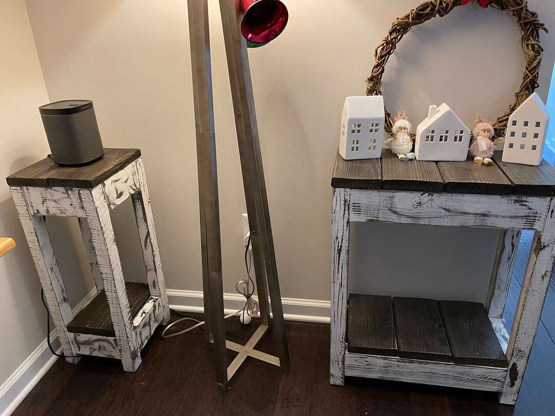 Farmhousestyle Side Table Set / Rustic Reclaimed Wood With Etsy