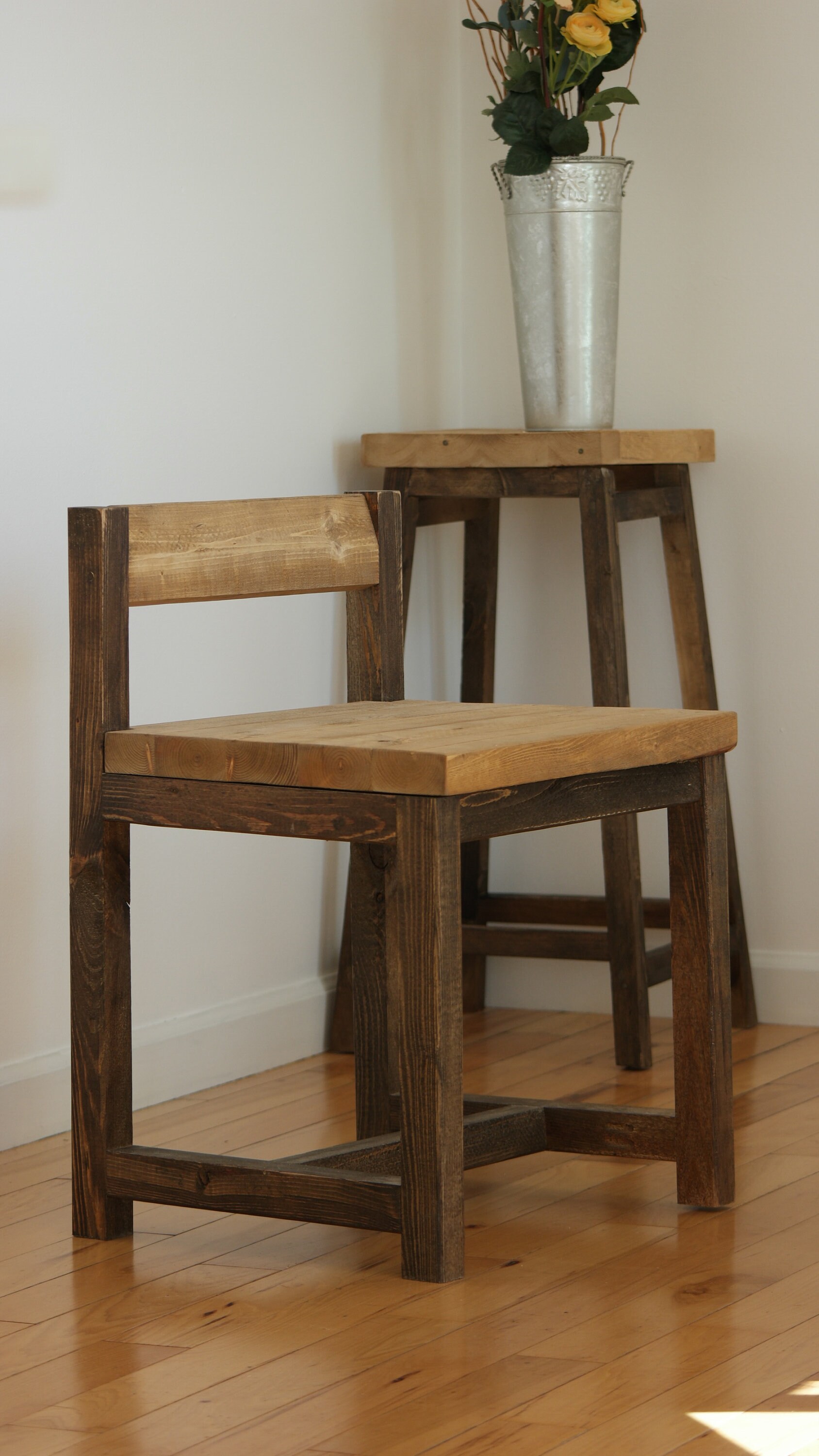 Rustic Farmhouse-style Solid Wood Chair - Etsy