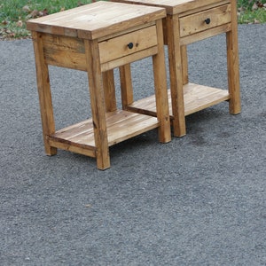 Set of 2 Rustic Farmhouse-Style Bedside Cabinet W/Drawer & Shelf for your bedroom Or for a great gift / Set or Single image 5