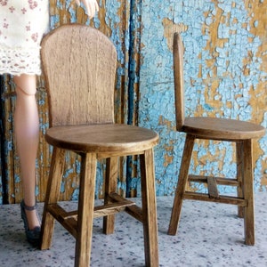 chairs for dolls, doll miniature, furniture for dollhouse, 1/6 scale