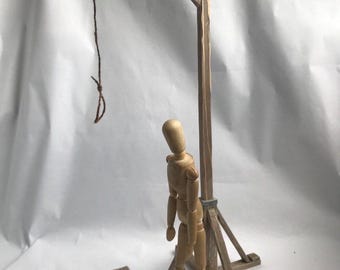 1:6 Scale Medieval Wooden Gallows | Handcrafted Diorama Accessory | Historical Miniature