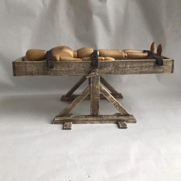 1:6 Scale Medieval Torture Rack – Inquisitor’s Tilting Table – Miniature Dungeon Furniture for 12" Action Figures