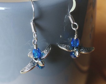 Boucles d’oreilles Crystal Bird Dangle, Boucles d’oreilles Drop, Boucles d’oreilles hypoallergéniques, Boucles d’oreilles pour femmes, Boucles d’oreilles Silver Drop