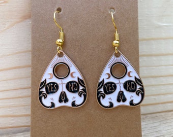 Planchette Ohrringe, Ouija Brett, Halloween Schmuck, Geschenk für Hexen, Witchy Goth Ouija Ohrringe