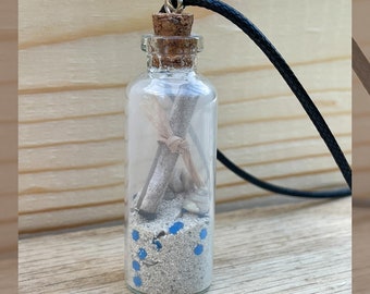 Nachricht in einer Flasche Charm Halskette, Mini World Flasche Halskette, Strand Halskette, Sommer Schmuck, Flasche Anhänger Halskette