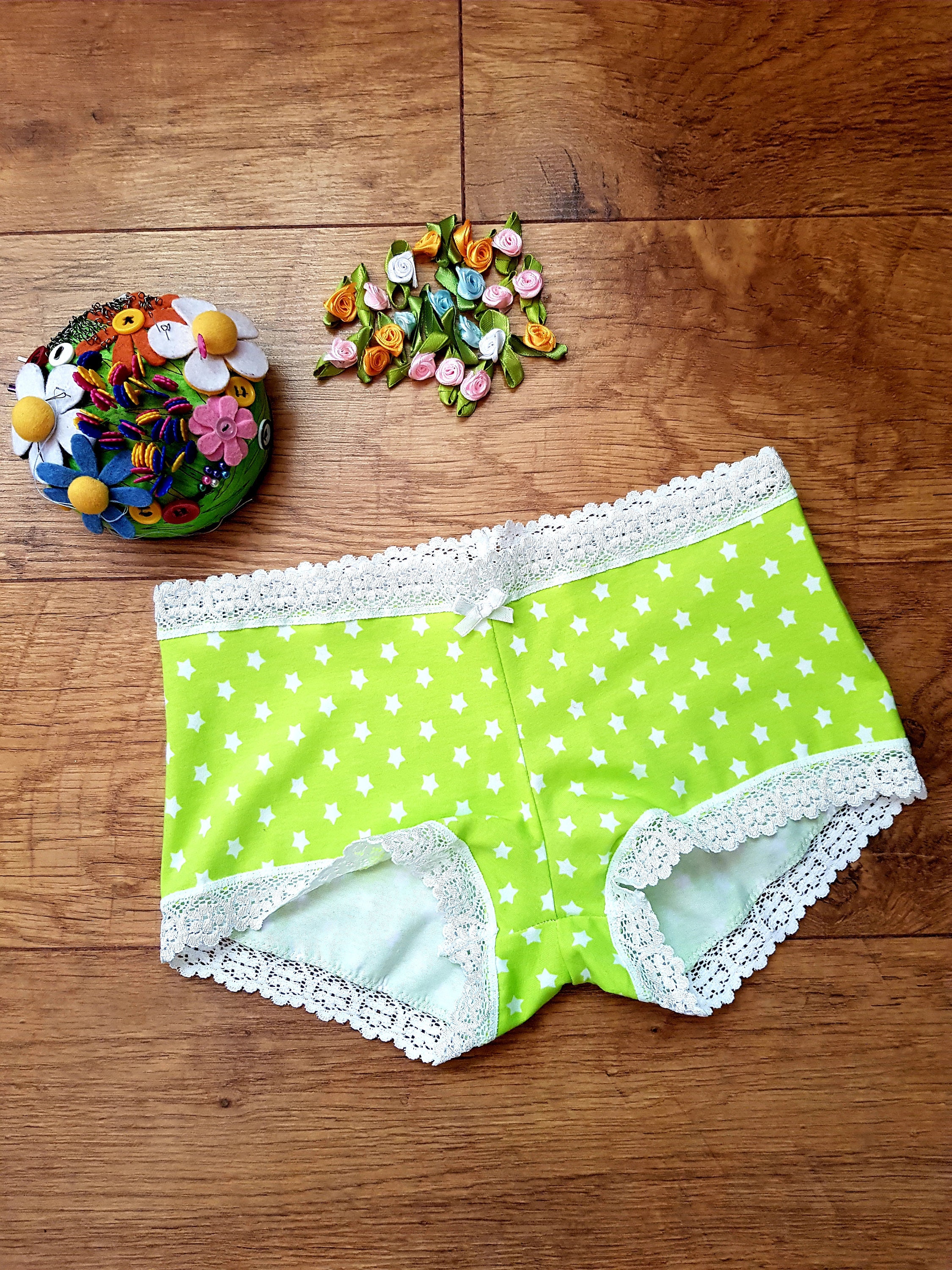 Very Comfy Knickers Boyshorts Panties Stretch Cotton Star Etsy UK