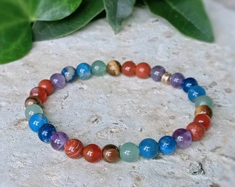 Natural Crystals, 7 Chakra Bracelet, Positive Energy, Balancing & Harmony, Yoga, Gift,