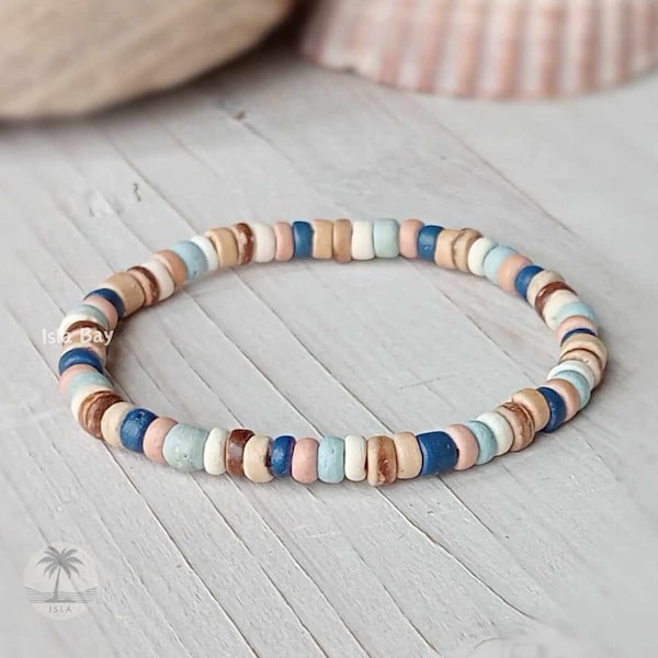 Beautiful Coconut Wood Bracelet, Nautical, Positive Vibe, Summer, Holiday, Design Collection.