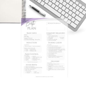 Birth Plan, Birth Preferences, Birth Template