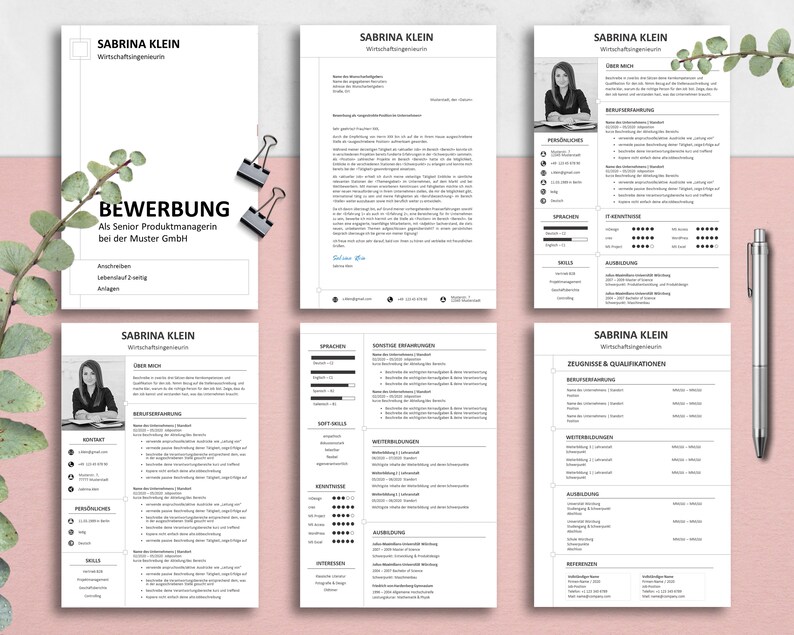 Sparpaket, Lebenslauf Vorlage Deutsch: Deckblatt, Anschreiben, tabellarischer Lebenslauf und Anlagen für Word, PowerPoint, OpenOffice, Canva Bild 5