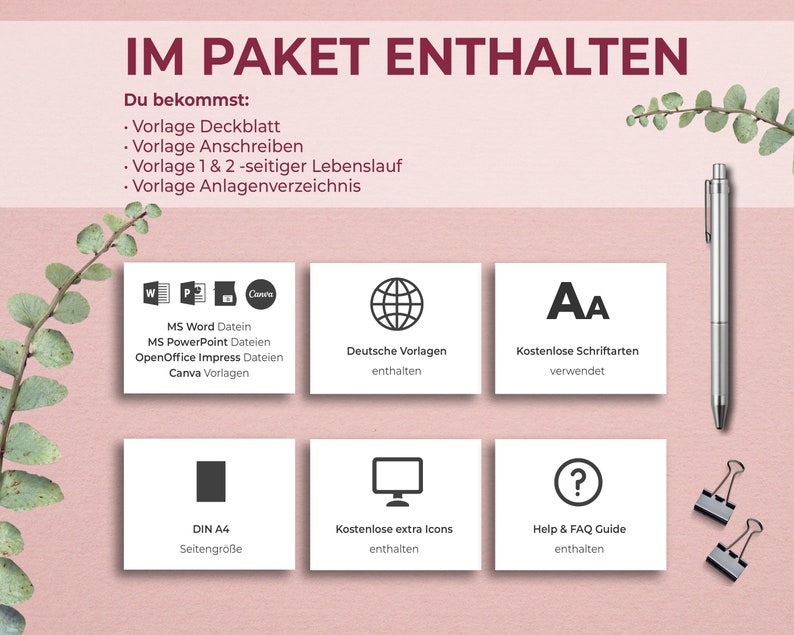 Sparpaket, Lebenslauf Vorlage Deutsch: Deckblatt, Anschreiben, tabellarischer Lebenslauf und Anlagen für Word, PowerPoint, OpenOffice, Canva Bild 10