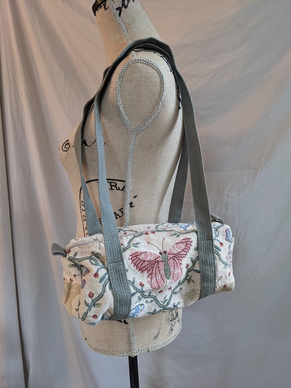Butterfly Embroidered 90s Fabric Shoulder Bag