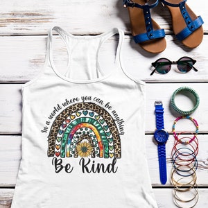 Be Kind Rainbow Racerback Tank Top - Mom Life Tee
