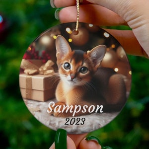 Abyssinian Cat  Ornament, Cat&#39;s First Christmas Ornament, Personalized Pet Ornament, Custom Pet Ornament, Christmas Cat Ornament