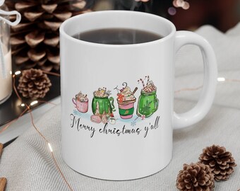 Merry Christmas Y'all Mug, Holiday Mug, Christmas Coffee Mug, Winter Mug, Christmas Decor, Xmas mugs, Christmas eve mugs, Personalized Ch