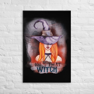 魔女キャンバス、セクシーな魔女、100% 魔女、ハロウィーンの装飾、ハロウィーンの壁掛け、壁の装飾、魔女、邪悪な魔女。