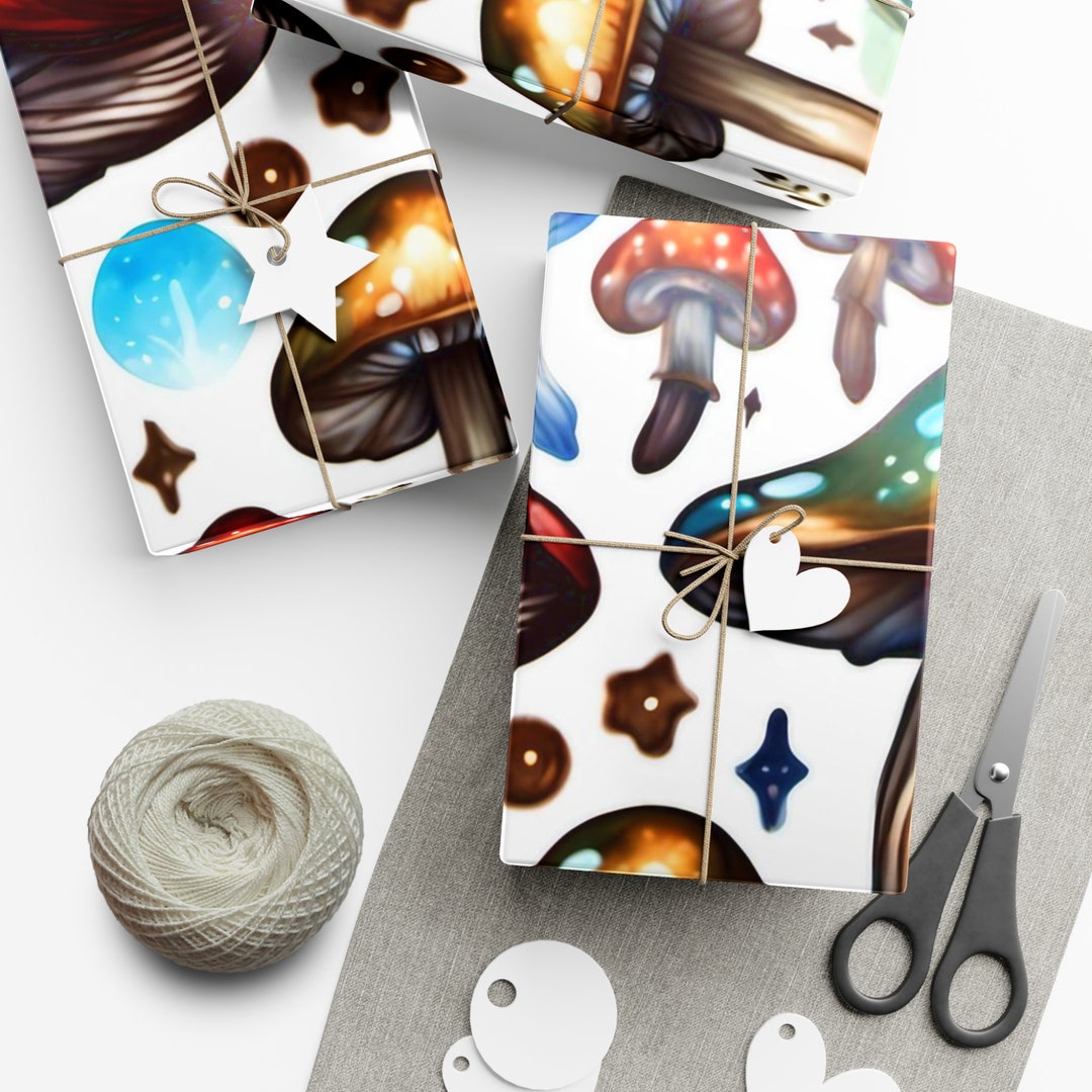 Mushroom Gift Bag Set With Greeting Card & Tissue Paper — 11.8x9.4x5.3 Inches, Forest Theme For Birthdays & Baby Showers