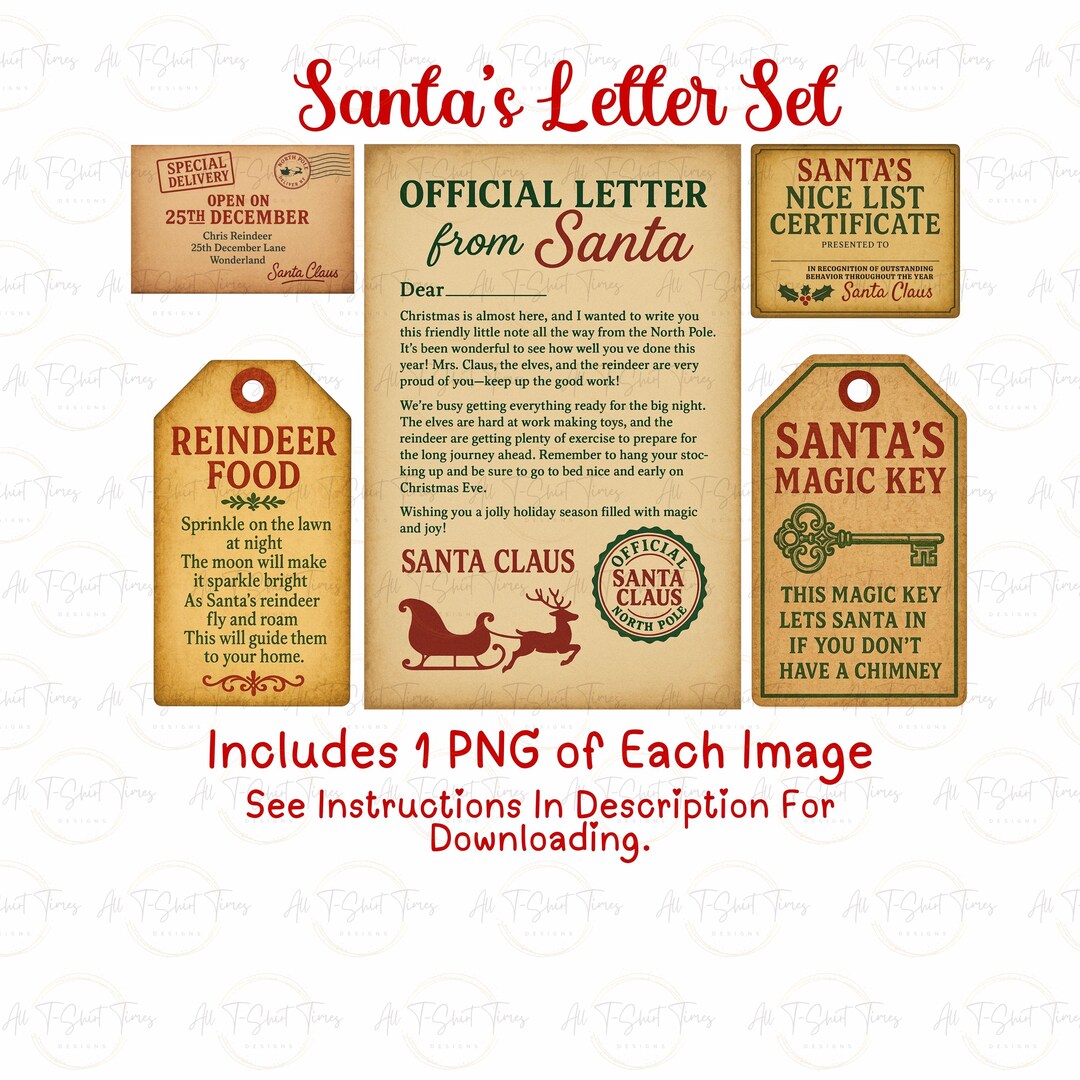 Santa Letter Code Santa’s Printable Letter Set – Rustic Christmas Magic Download | Letter ...