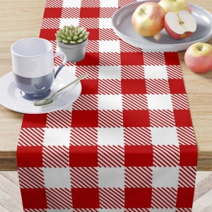 Christmas Table Runner, Christmas Decorations, Christmas Decor, Red Checkered Table Runner, Holiday Decor, Red Table Decoration, Holiday