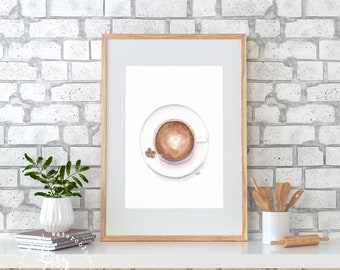 Coffee Watercolor Print, Coffee Print, Coffee Wall Art, Watercolor Cappuccino Art, Coffee Station Decor, Coffee Art, Coffee Kitchen Decor