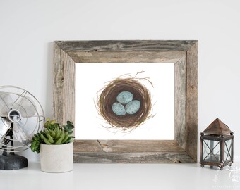 Bird Nest Watercolor Print, Bird Nest Art Print, Bird Nest Art, Watercolor Art Print, Spring Decor, Watercolor Farmhouse Decor, Bird Art